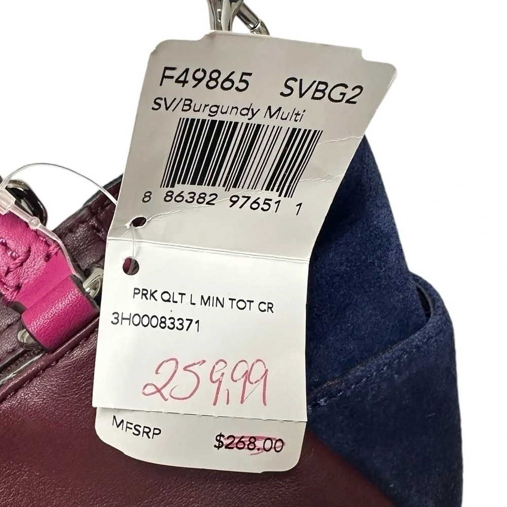 Coach Park Mini Leather Suede Satchel Color Block Quilted #F49865 New With Tags - Picture 6 of 16